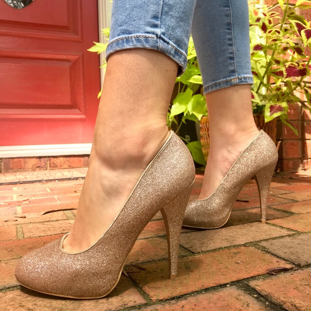 Xappeal Gold Glitter Heels